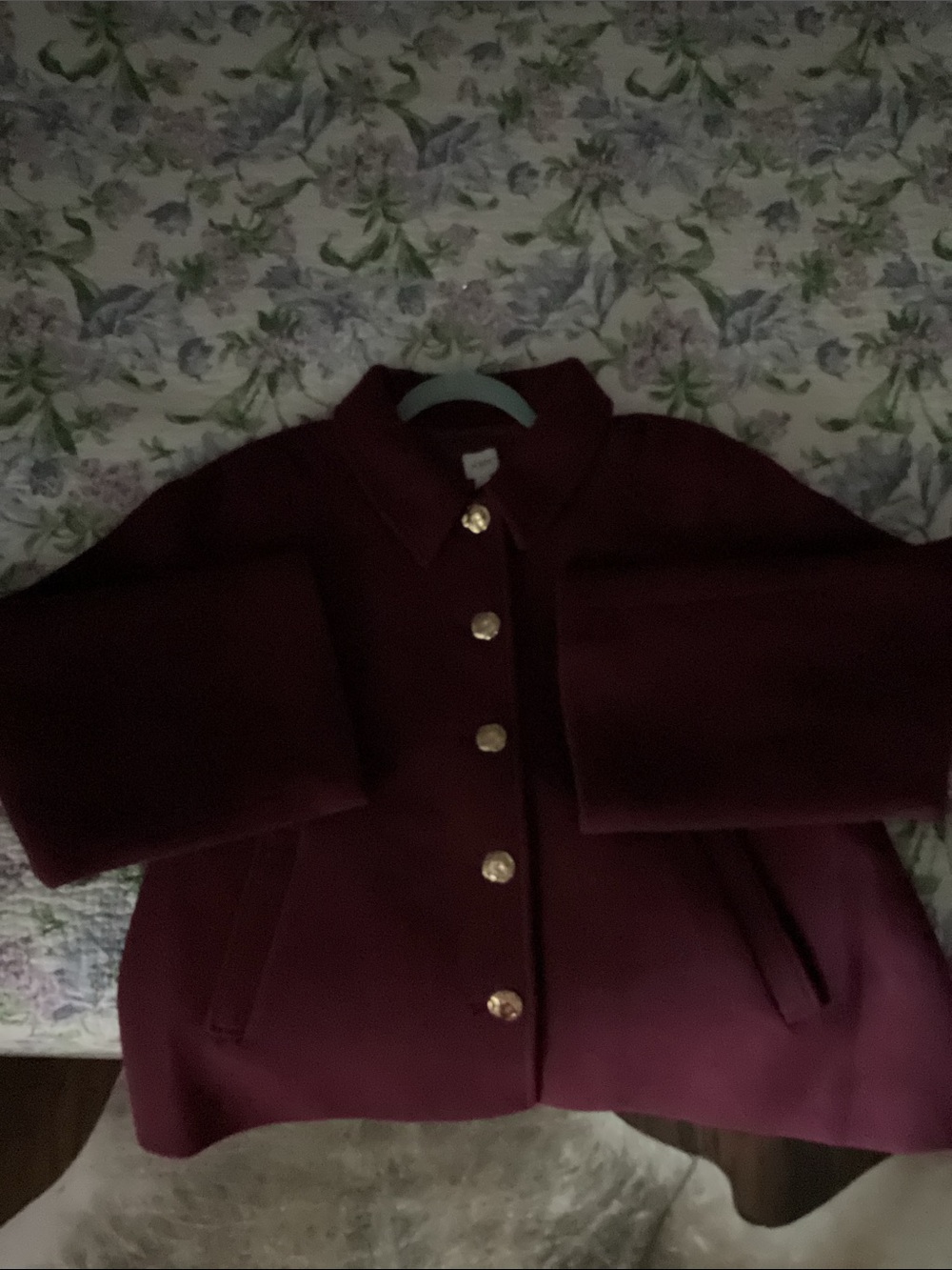 J. Crew Burgundy Pea Coat with Gold Buttons - Picture 7 of 8